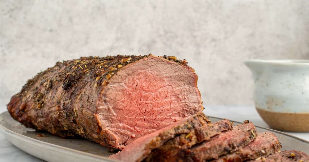 Herb Crusted Beef Top Loin Roast with Pan Gravy Punchfork