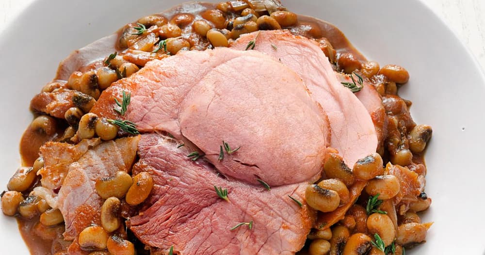 SlowCooker Barbecue Ham and BlackEyed Peas Punchfork