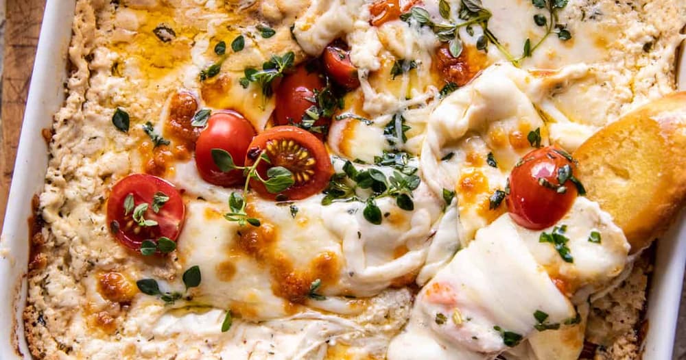 Roasted Garlic Bread Caprese Dip Punchfork