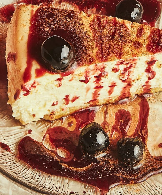 Ricotta Cheesecake with Almond Crust and Amarena Cherries Punchfork
