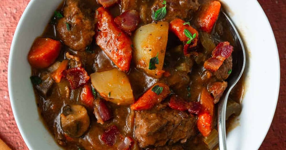 Dutch Oven Beef Stew with Bacon Punchfork