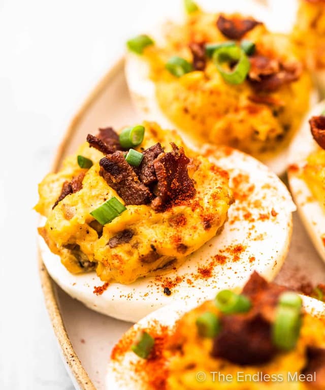 Deviled Eggs with Bacon Punchfork