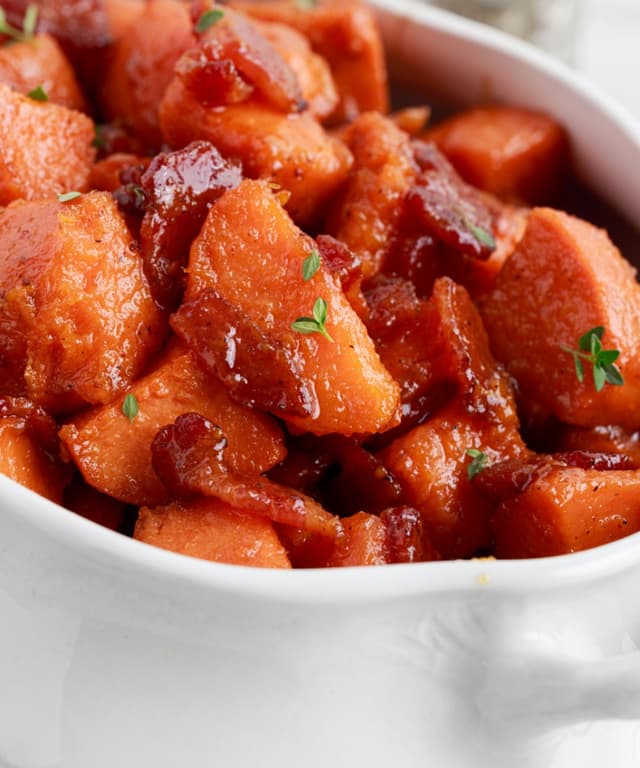 Candied Yams with Bacon Punchfork