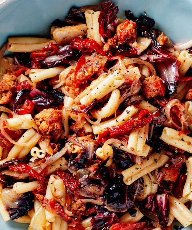 Pasta with Spicy Sausage, Radicchio, and SunDried Tomatoes Punchfork