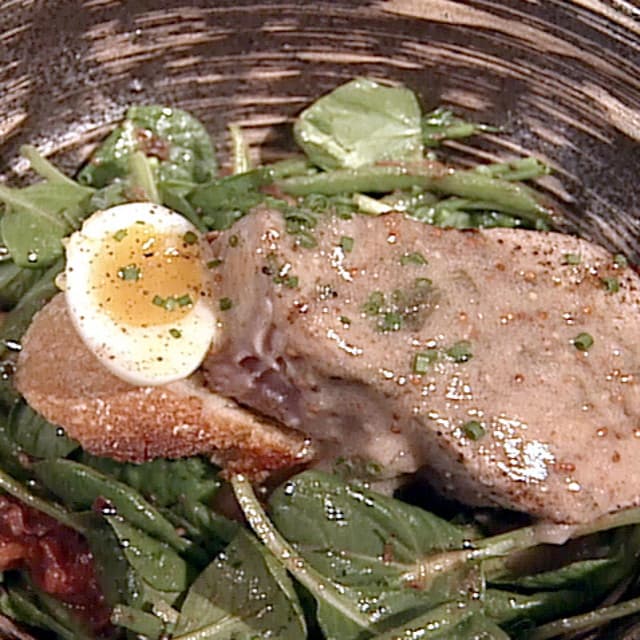 ParisianStyle Grilled Ahi Tuna Salad with a SoftBoiled Quail Egg