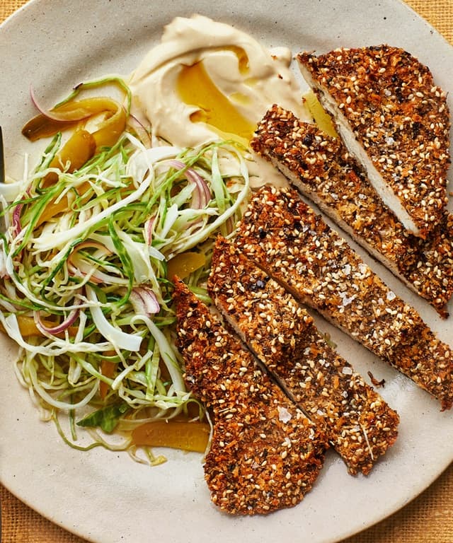 Za’atar Chicken Cutlets with Cabbage Salad Punchfork
