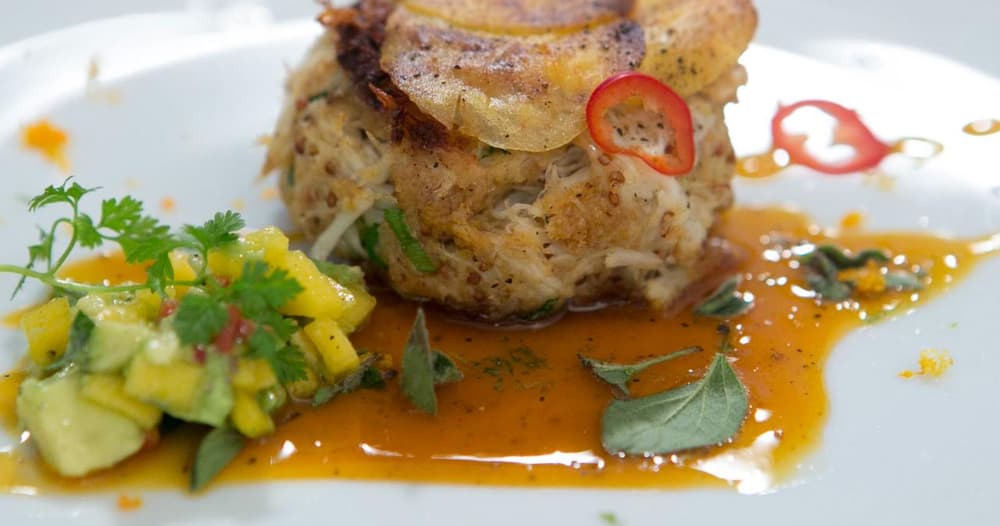 Crab Cakes with MangoAvocado Relish and Sour Orange Sauce Punchfork