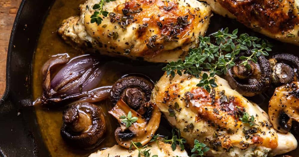 Herbed Ricotta Stuffed Chicken in Cider Pan Sauce with Mashed