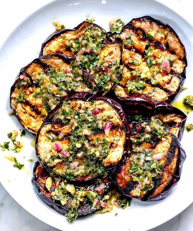 The Best Grilled Eggplant with Chimichurri Sauce Punchfork