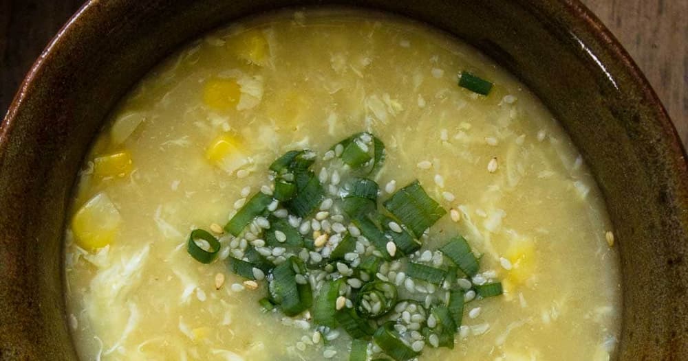 Miso Egg Drop Soup with Corn Punchfork
