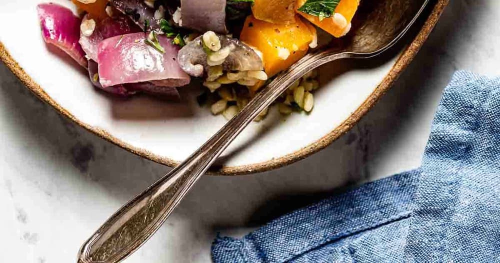 Ottolenghi Butternut Squash Salad with Bulgur and Tahini Dressing