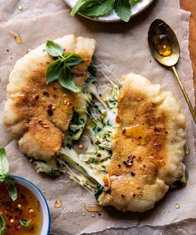 Spinach and Artichoke Pita Grilled Cheese Punchfork