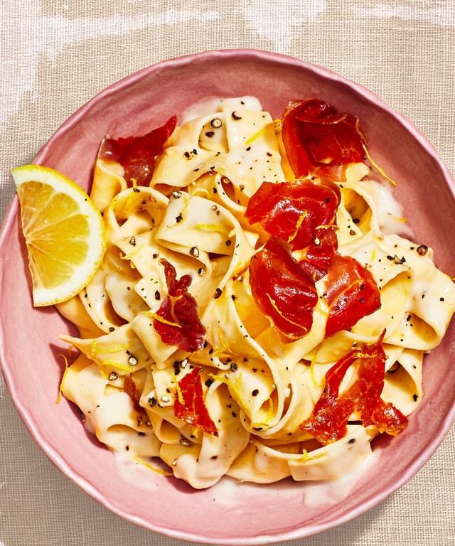 Creamy Lemon Pappardelle with Crispy Prosciutto Punchfork