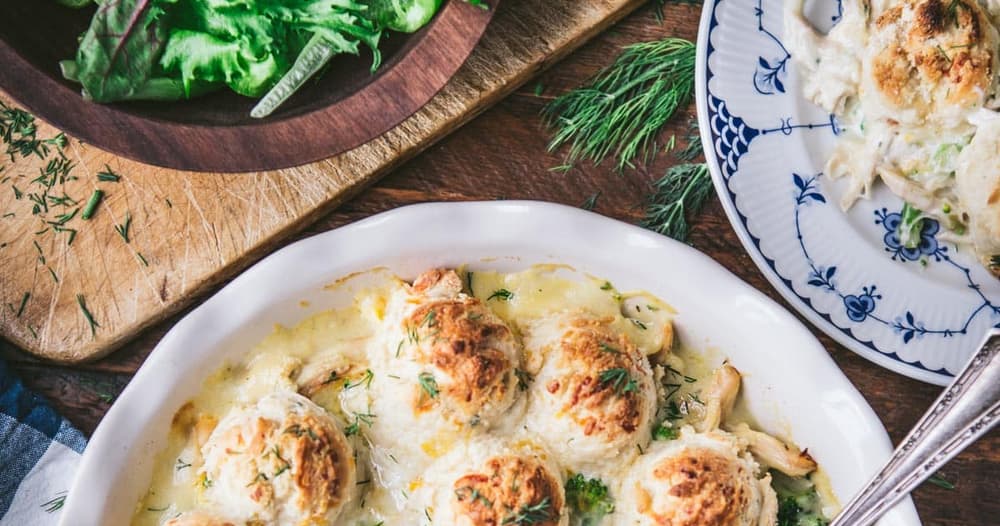 Chicken Broccoli Pot Pie with Cheddar Garlic Biscuits Punchfork