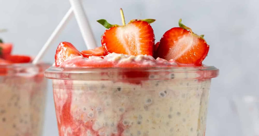 Strawberries and Cream Protein Overnight Oats Punchfork