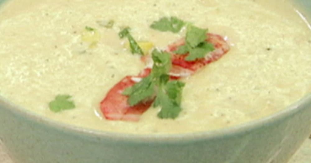 Lobster and Green Chile Chowder with Roasted CornGreen Chile Relish