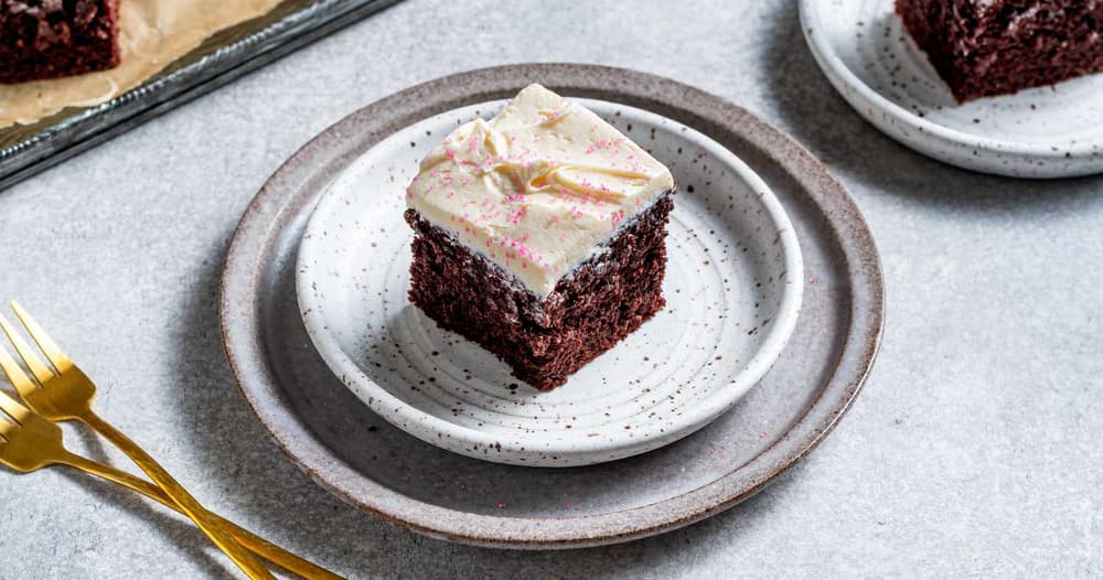 Devil’s Food Snacking Cake with Marshmallow Frosting Punchfork