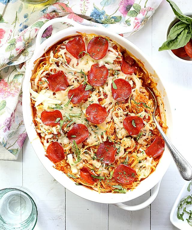 4Ingredient Baked Spaghetti Squash Pepperoni Pizza Casserole Punchfork
