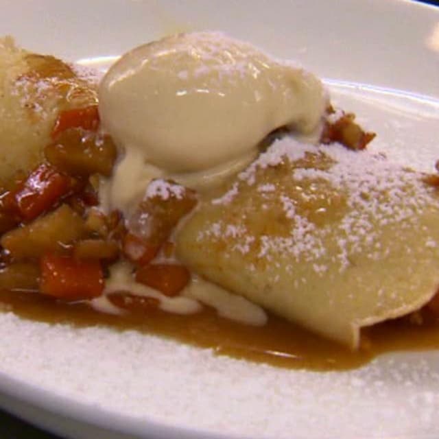 Roasted Butternut Squash, Sauteed Apples and Toasted Walnut Crepes with