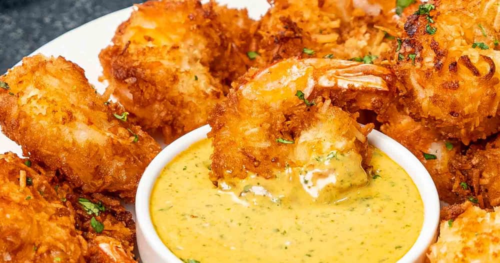 Coconut Shrimp with Spicy Mango Dipping Sauce Punchfork