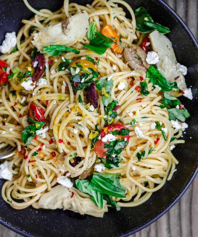 Simple Mediterranean Olive Oil Pasta Punchfork