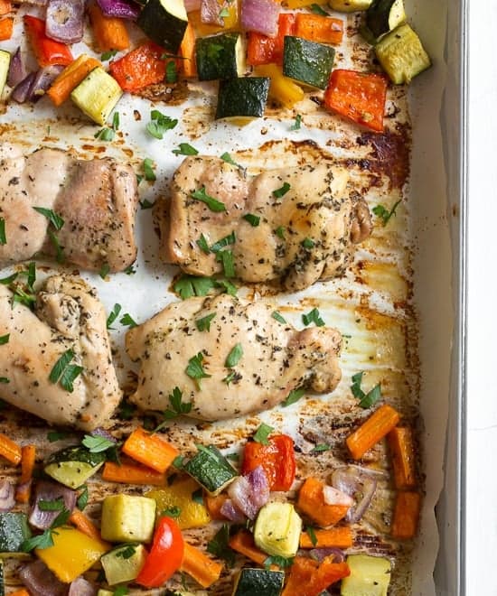 Sheet Pan Italian Baked Boneless Chicken Thighs and Veggies Punchfork