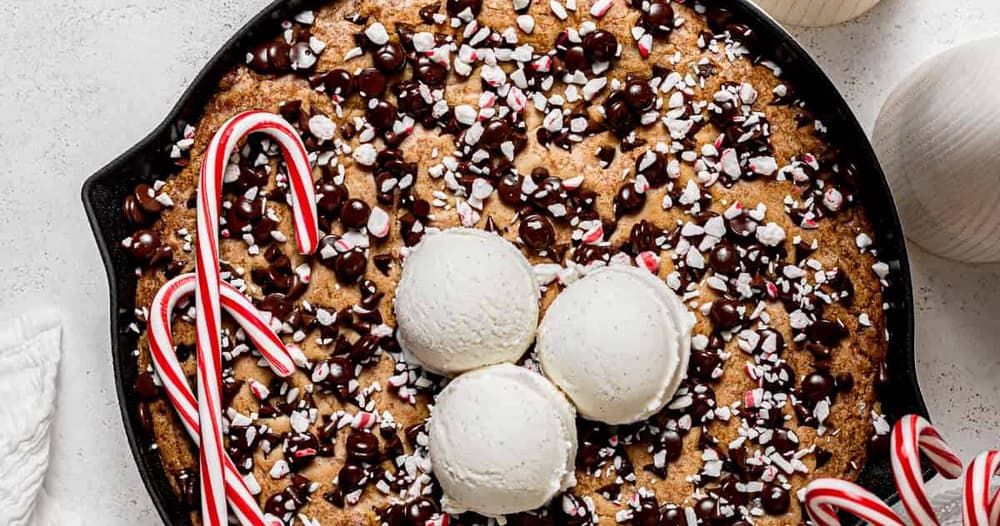 Candy Cane Chocolate Chip Cookie Skillet Punchfork