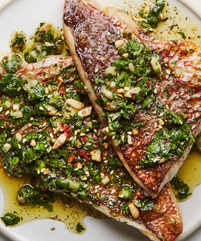 Broiled Red Snapper with Za'atar Salsa Verde Punchfork