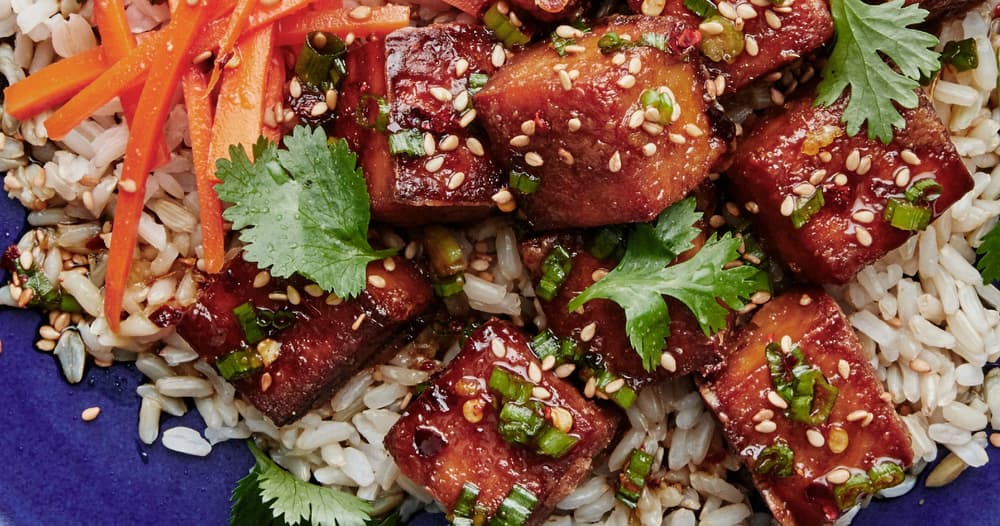 Tofu with Rice and MisoMaple Dressing Punchfork