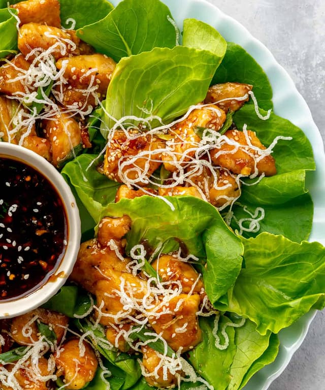 HoneyGarlic Chicken Lettuce Wraps Punchfork