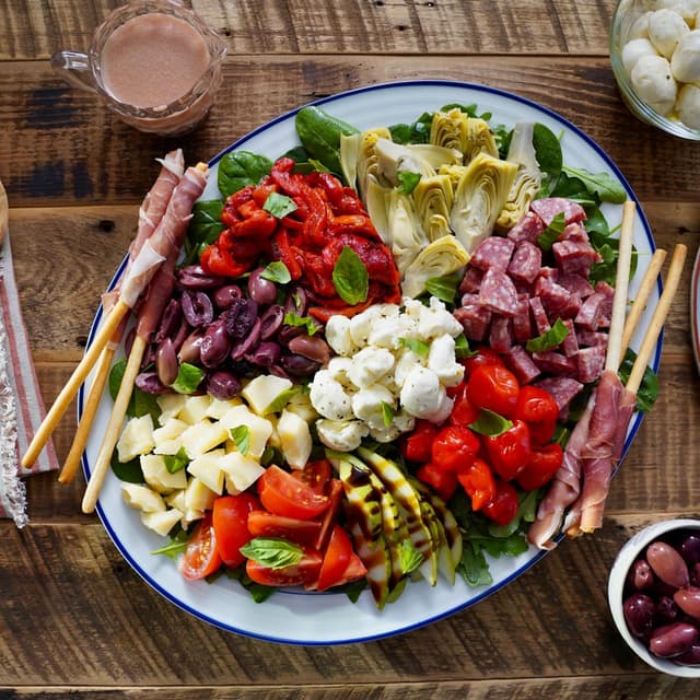 Antipasto Salad with Prosciutto Wrapped Breadsticks Punchfork