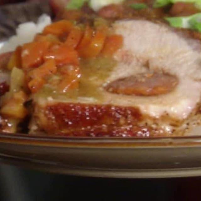 AndouilleStuffed Pork Loin Roast with Pan Gravy Punchfork