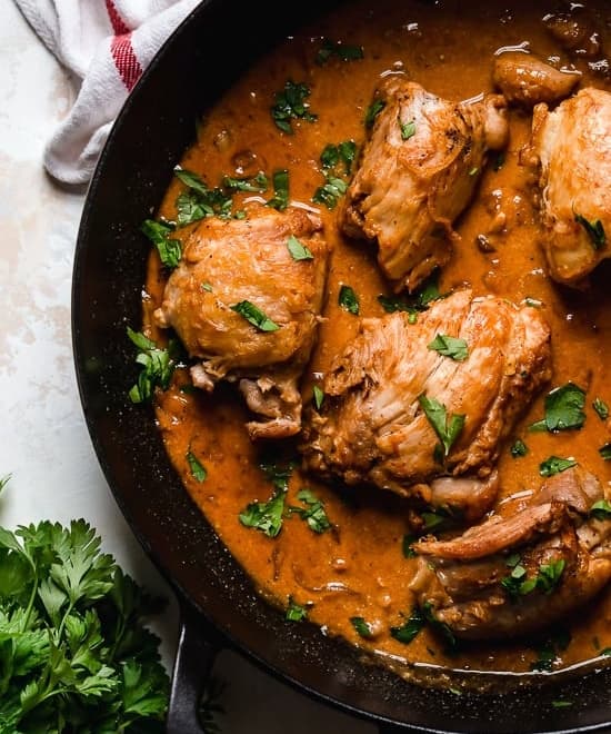 Chicken Thighs with Shallots in Red Wine Vinegar (Poulet Au Vinaigre