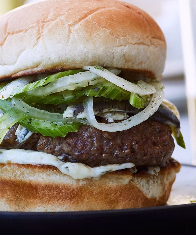 Lamb Burgers with LemonCaper Aioli and Fennel Slaw Punchfork