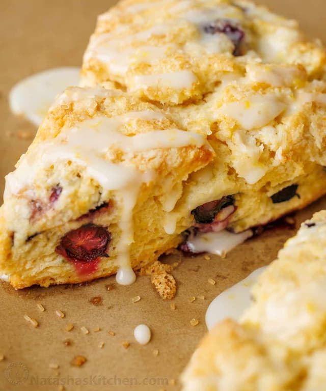 Blueberry Scones with Lemon Glaze Punchfork