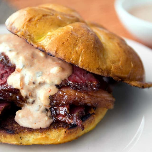 Corned Beef with BourbonMolasses Glaze Punchfork