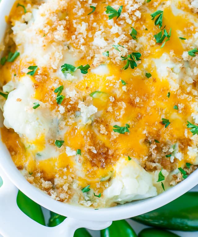 Creamy Cauliflower Jalapeño Popper Casserole Punchfork