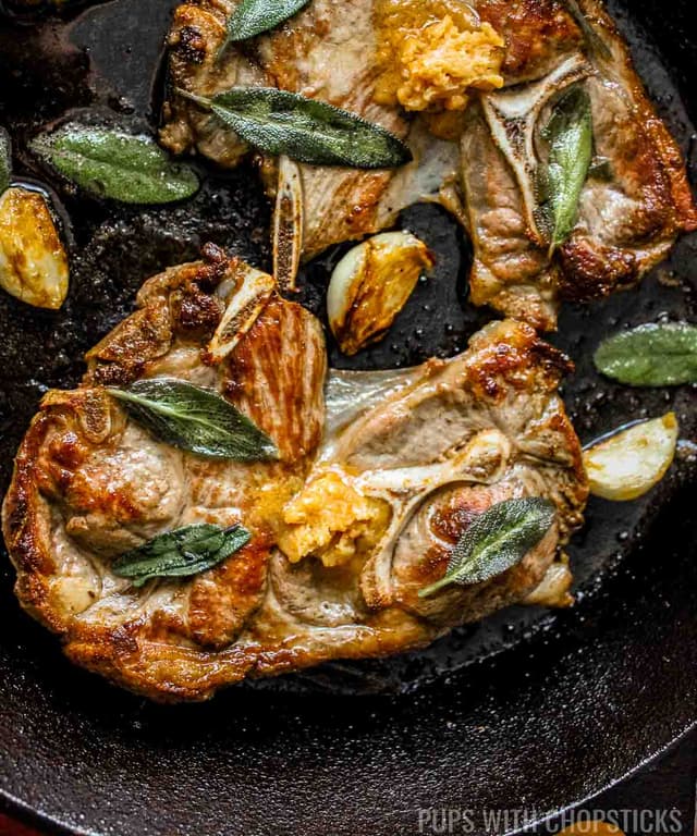 Pan Fried Lamb Shoulder Chops with Miso Butter Punchfork