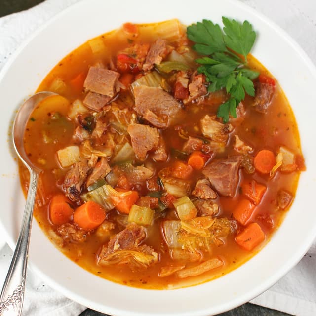 Ham Bone Broth and Cabbage Soup Punchfork