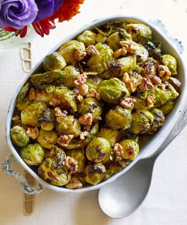 Brussels Sprouts with Balsamic Reduction and Walnuts Punchfork