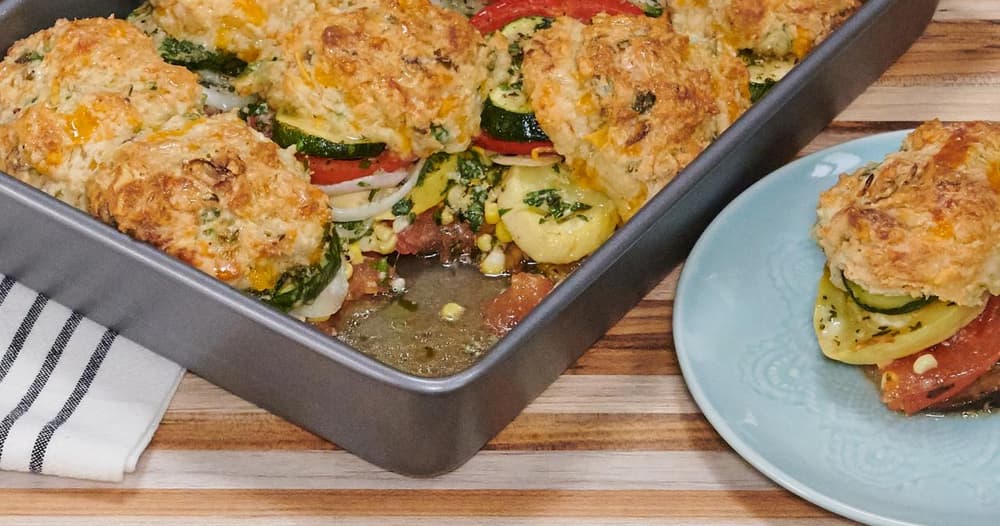 Savory Cobbler with Cheddar Biscuit Topping | Punchfork