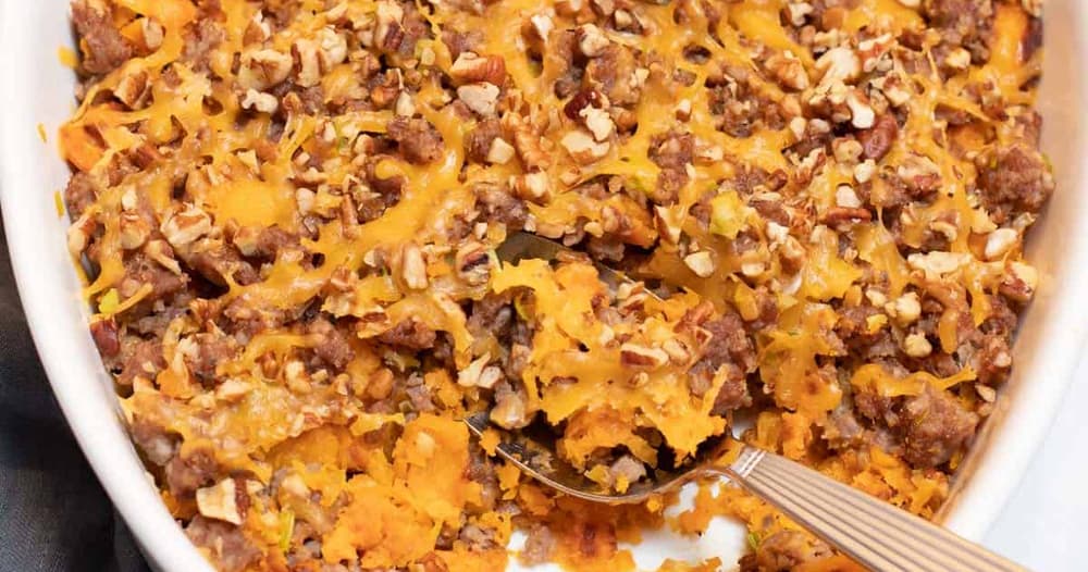 Sausage, Butternut Squash and Yam Casserole Punchfork