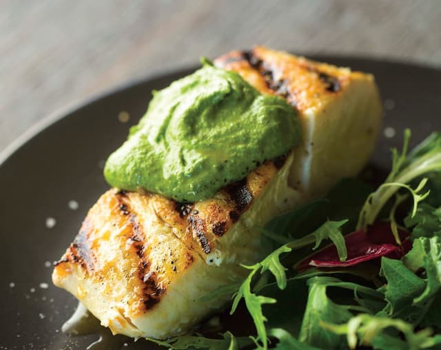 Grilled Halibut with Chia Pesto Punchfork