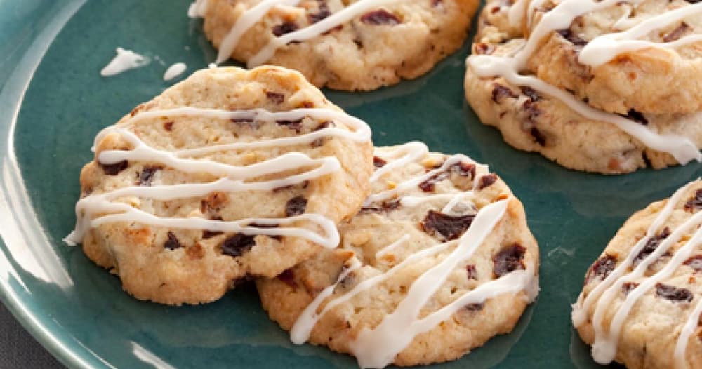 Dried Cherry and Almond Cookies with Vanilla Icing Punchfork