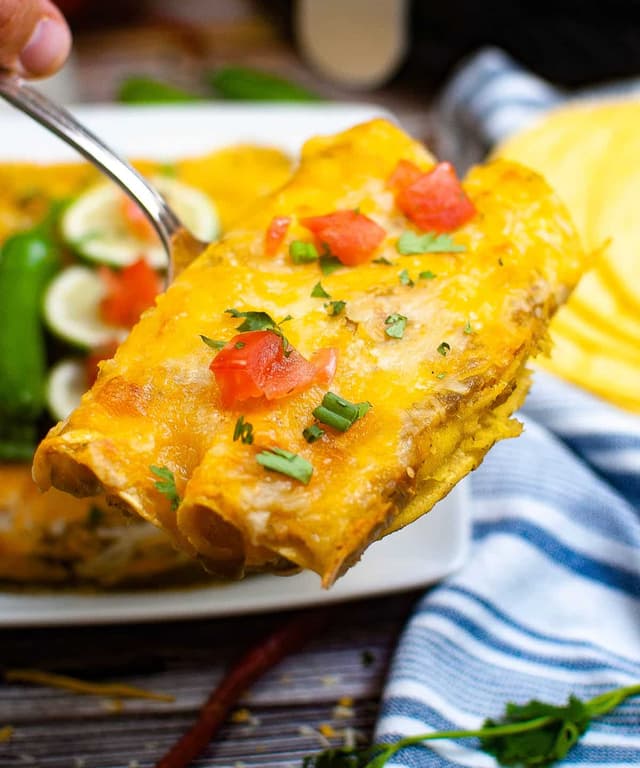 Air Fryer Green Chicken Enchiladas Punchfork