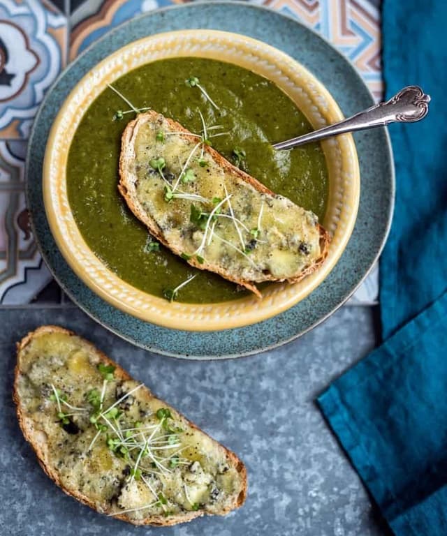 Broccoli and Kale Soup with Stilton Toast Punchfork