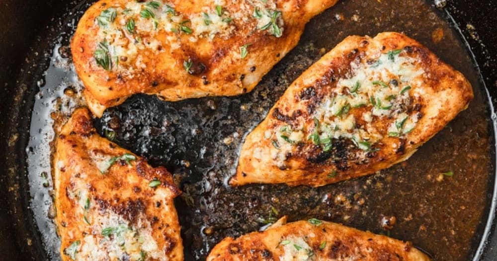 Cast Iron Chicken Breasts with Garlic Herb Butter Punchfork