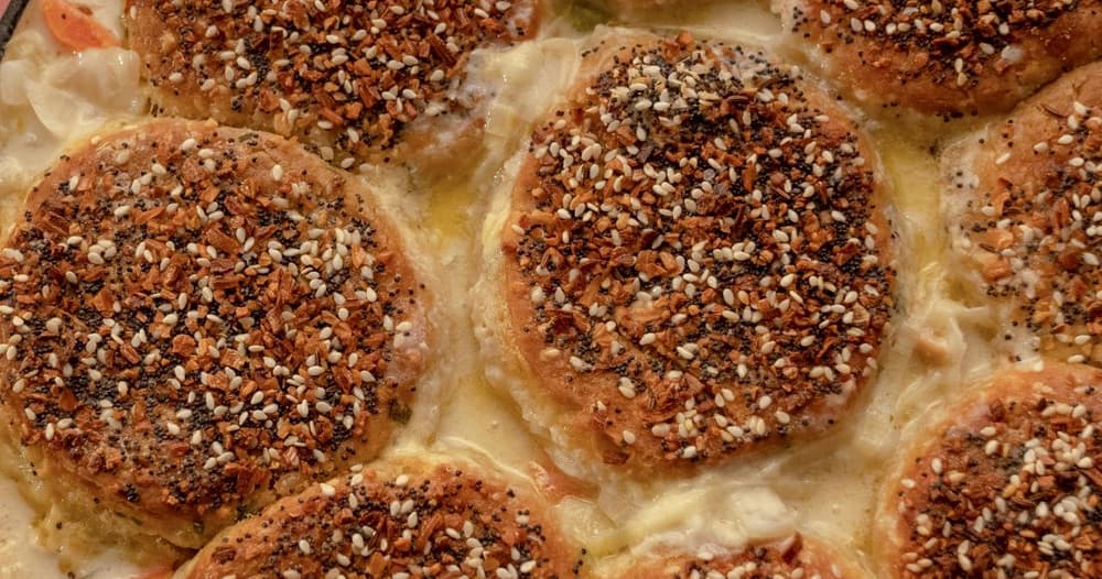 Chicken and Everything Bagel Biscuits Hotdish | Punchfork