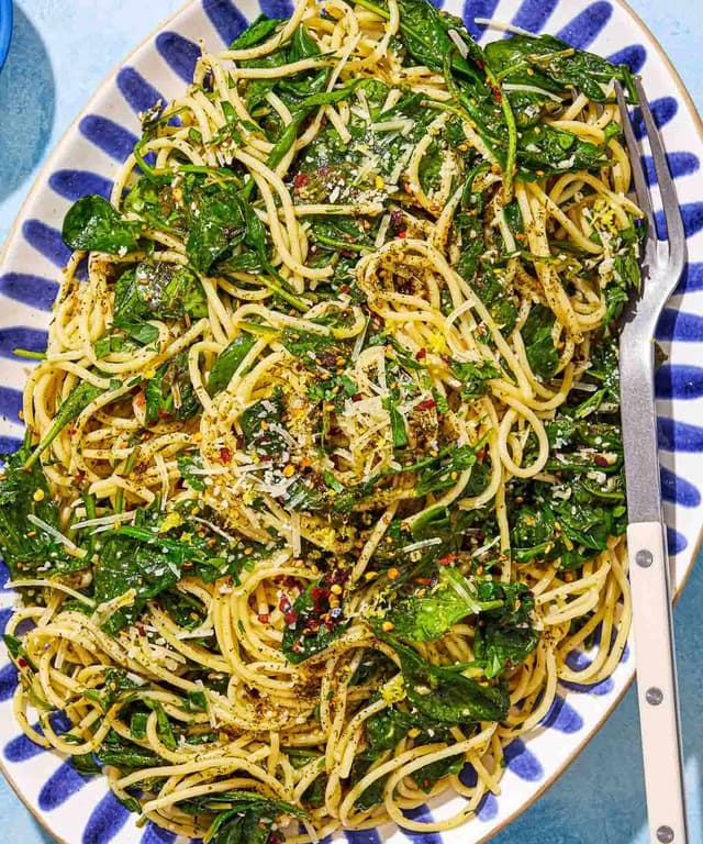 Spinach Pasta with Za’atar, Lemon, and Parsley Punchfork