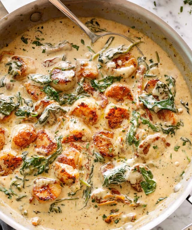 Creamy Garlic Butter Tuscan Scallops Punchfork